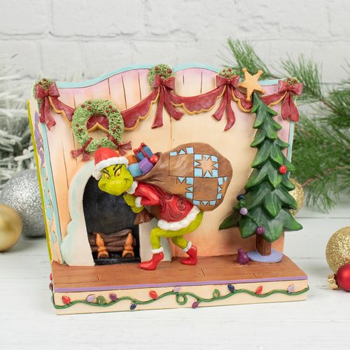 Jim Shore Sneaky Grinch Stealing Presents Storybook Tabletop Holiday Ornament