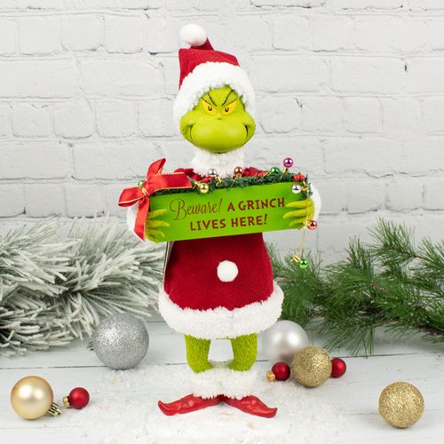 Possible Dreams Clothtique Grinch Beware! Tabletop Holiday Ornament