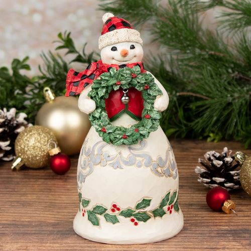 Jim Shore Highland Snowman w/Bell & Wreath Tabletop Holiday Ornament
