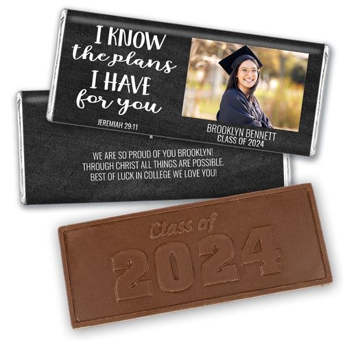 Personalized Religious Graduation I Know The Plans I Have For You Photo Embossed Chocolate Bar