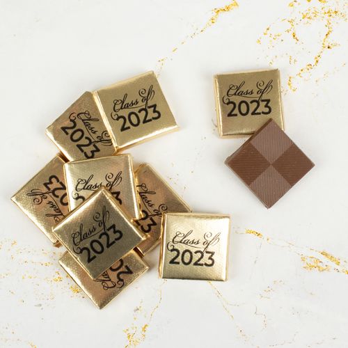 Gold Graduation Belgian Chocolate Squares - 40 Pieces