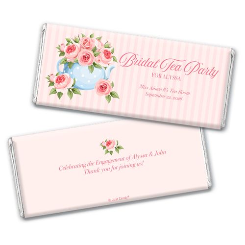Personalized Pink Rose Tea Party Bridal Shower Favor Chocolate Bar