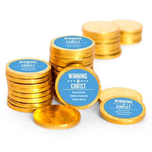 Personalized Vacation Bible School Winning in Christ Chocolate Coins (84 Pack)