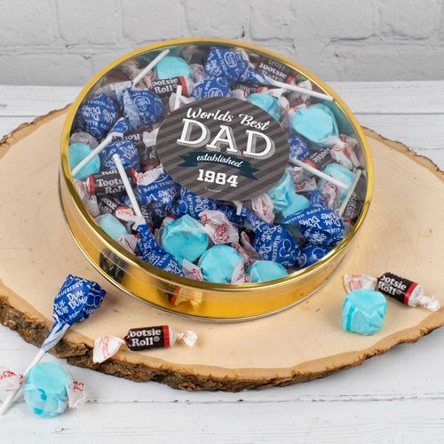 Personalized Worlds Best Dad Large Taffy Gift Tin