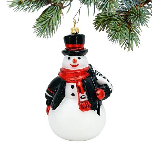 Glass Georgia Snowman Holiday Ornament