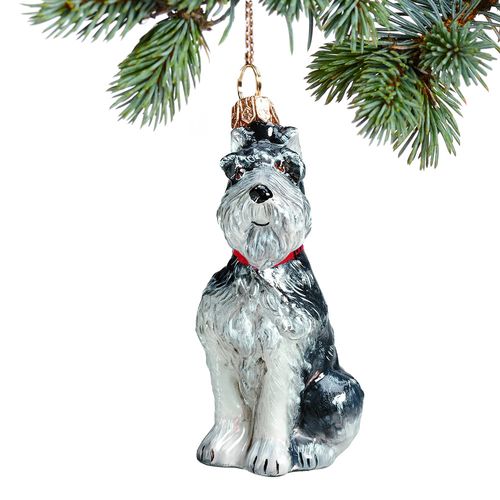 Glass Schnauzer Gray Holiday Ornament