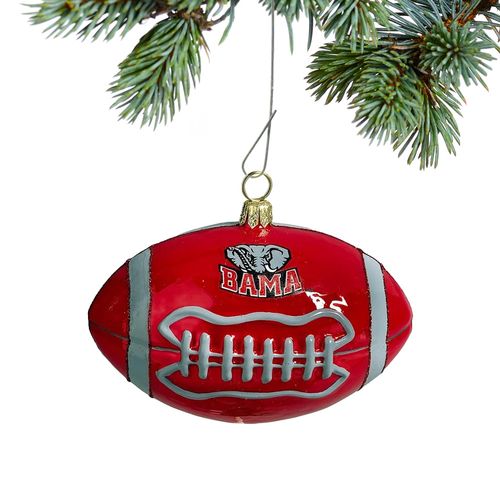 Glass Alabama Football Holiday Ornament