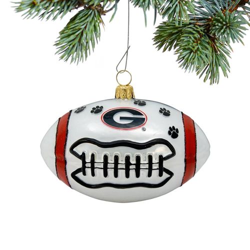Glass Georgia Football Holiday Ornament