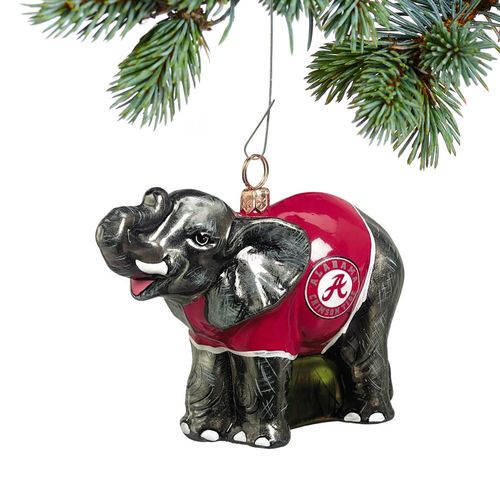 Glass Alabama Elephant Holiday Ornament