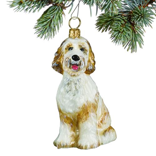 Glass Goldendoodle Holiday Ornament