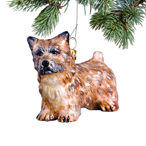 Glass Cairn Terrier Cream Holiday Ornament