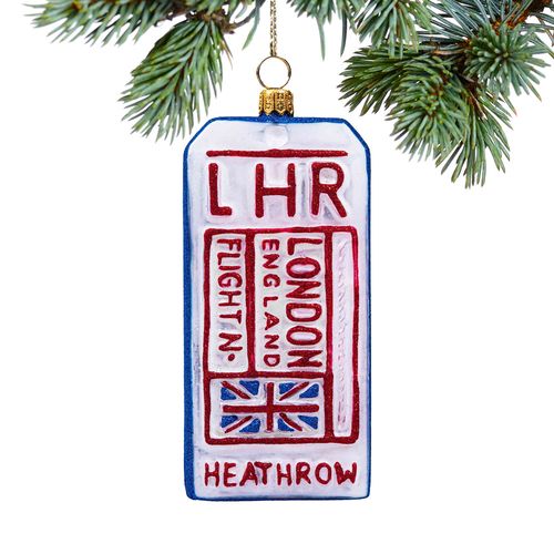 Glass Luggage Tag- London Holiday Ornament