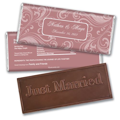 Personalized Wedding Favor Embossed Chocolate Bar Filigree