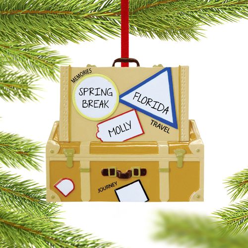 Personalized Travel Suitcase-Florida Holiday Ornament
