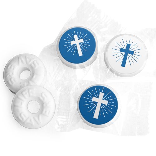 Religious Blue and White Shining Cross Life Savers Mints