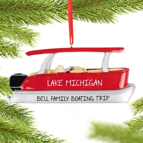 Personalized Red Pontoon Holiday Ornament
