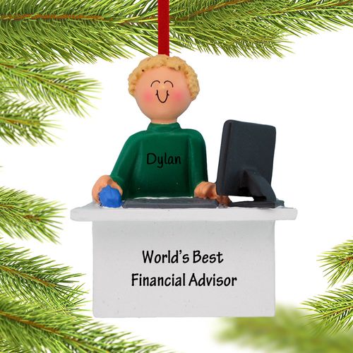 Personalized Financial Advisor Male Holiday Ornament