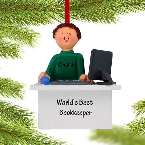 Personalized Bookkeeper Male Holiday Ornament