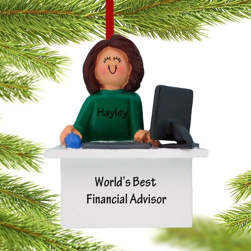 Personalized Financial Advisor Female Holiday Ornament