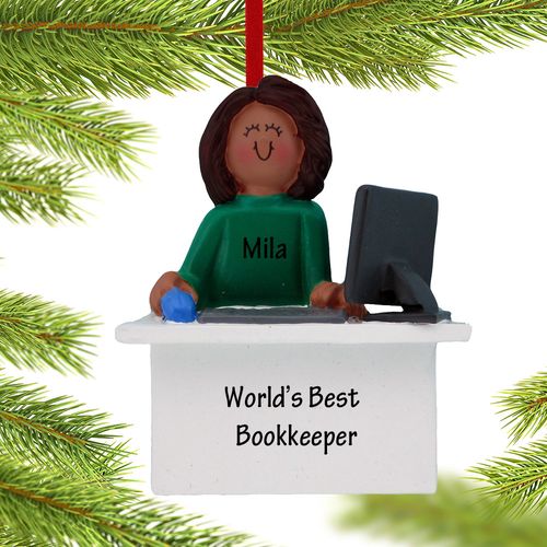 Personalized Bookkeeper Female Holiday Ornament