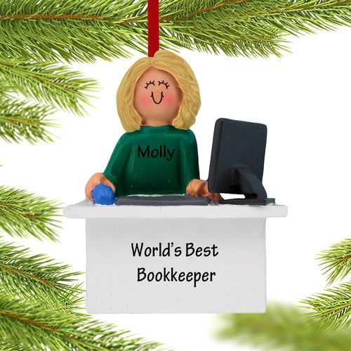 Personalized Bookkeeper Female Holiday Ornament