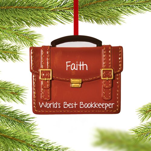 Personalized Bookkeeper Brief Case Chrismas Ornament