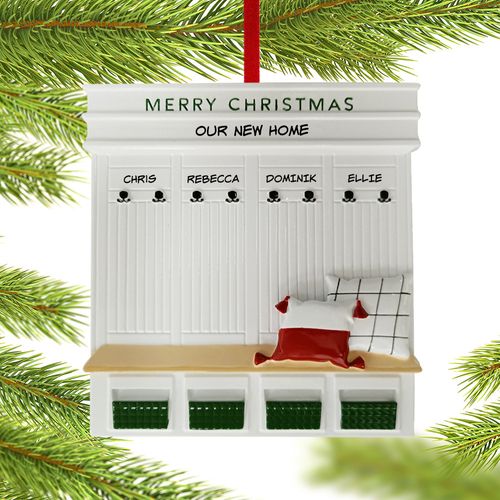 Personalized Mudroom New Home Family Of 4 Holiday Ornament