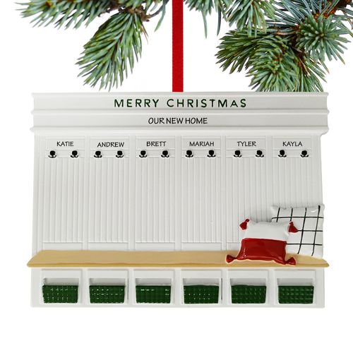 Personalized Mudroom New Home Family Of 6 Holiday Ornament