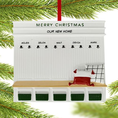 Personalized Mudroom New Home Family Of 5 Holiday Ornament