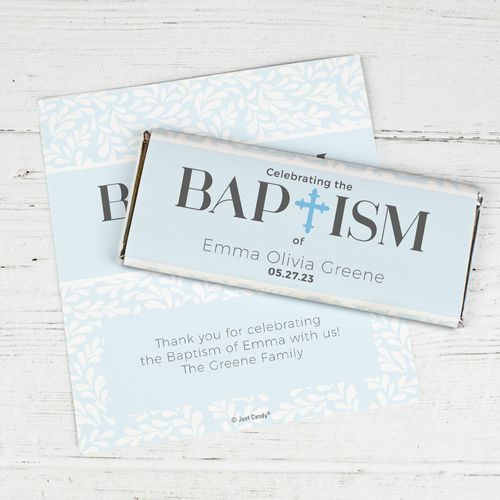 Personalized Pastel Baptism Chocolate Bar Wrappers