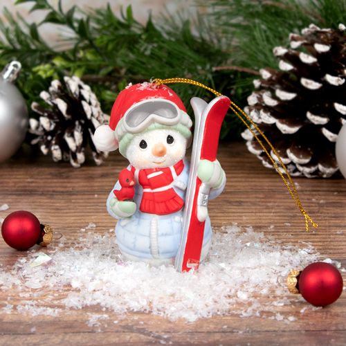 Precious Moments Snowman Skier Holiday Ornament