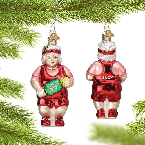 Pickleball Mrs Claus Holiday Ornament