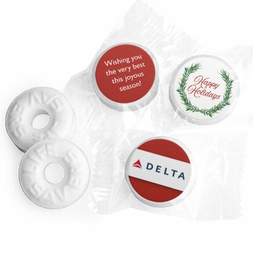 Personalized Life Savers Mints - Christmas Winter Greenery with Logo