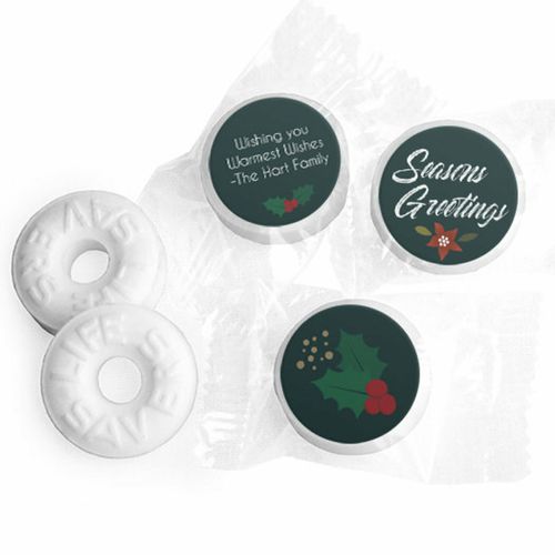 Personalized Life Savers Mints - Holiday Pointsettia Seasons Greetings with Logo