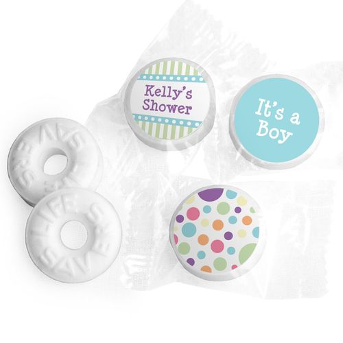 Baby Shower Blue Stripe Personalized LIFE SAVERS Mints