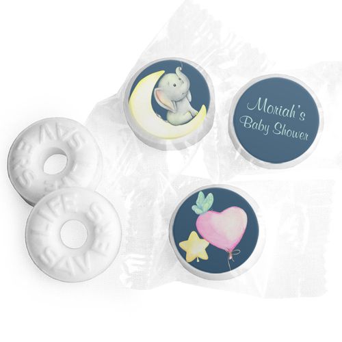 Personalized Elephant Moon Baby Shower Life Savers Mints