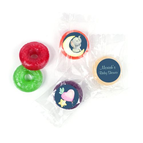 Personalized Elephant Moon Baby Shower LifeSavers 5 Flavor Hard Candy