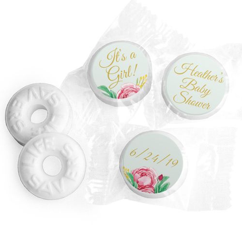Personalized Life Savers Mints - Bonnie Marcus Baby Shower It's a Girl Floral