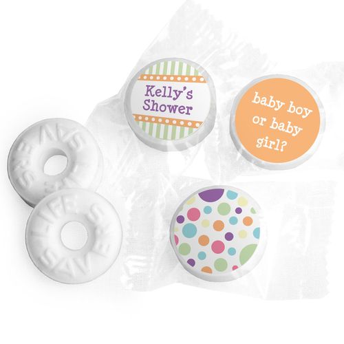 Baby Shower Orange Stripe Personalized LIFE SAVERS Mints