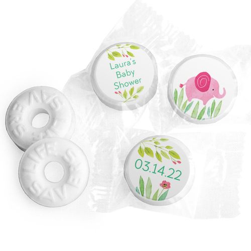 Safari Snuggles Personalized Baby Shower LIFE SAVERS Mints Assembled