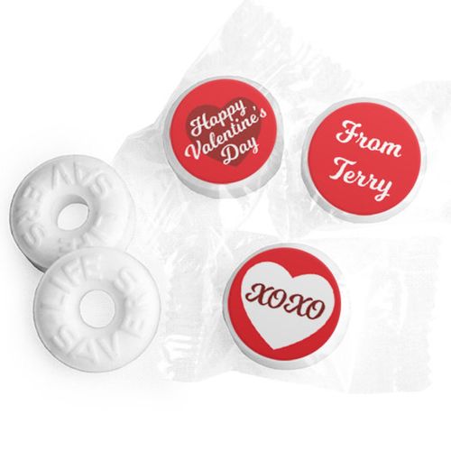 Personalized Valentine's Day Script Heart Life Savers Mints