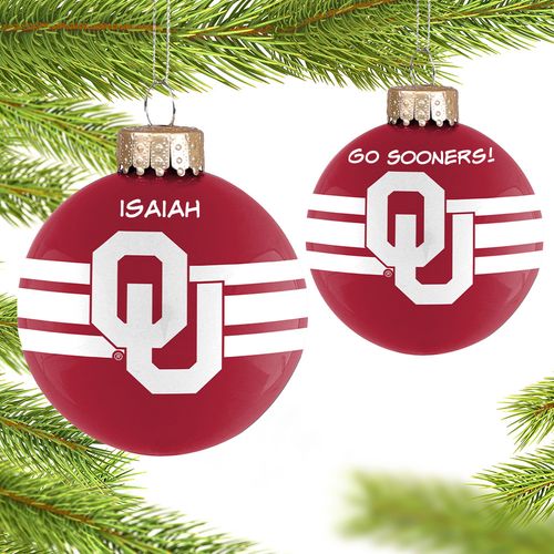 University of Oklahoma Glass Holiday Ornament