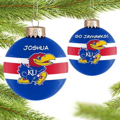 University of Kansas Glass Holiday Ornament