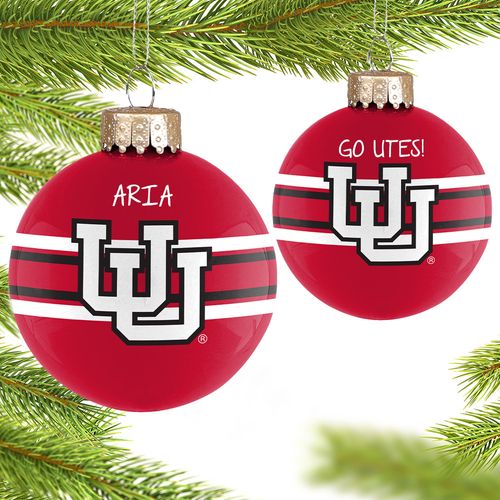 University of Utah Glass Holiday Ornament