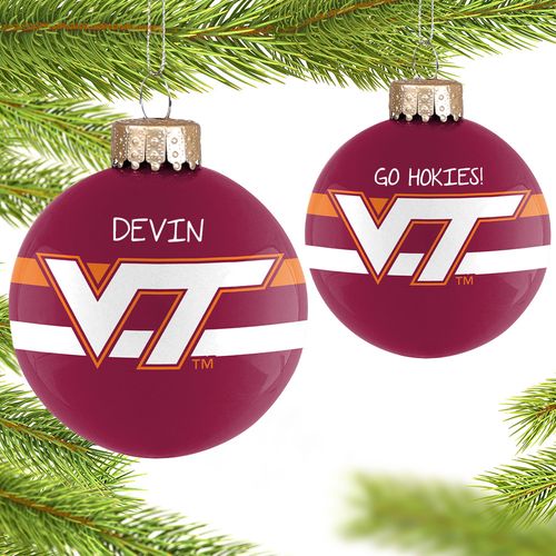 Virginia Tech Glass Holiday Ornament