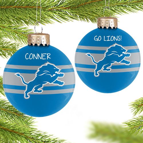 NFL Detroit Lions Striped Glass Holiday Ornament