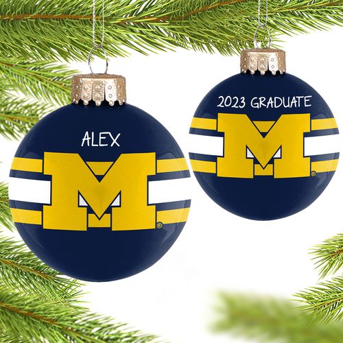 Personalized Michigan State Glass School Holiday Ornament