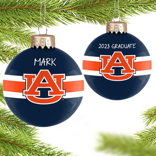 Personalized Auburn University Glass School Holiday Ornament