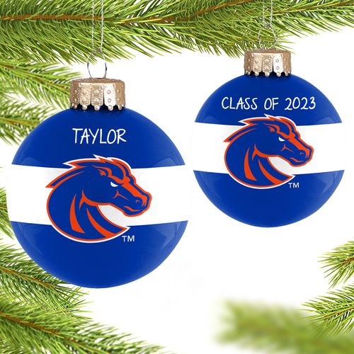 Personalized Boise State Glass School Holiday Ornament