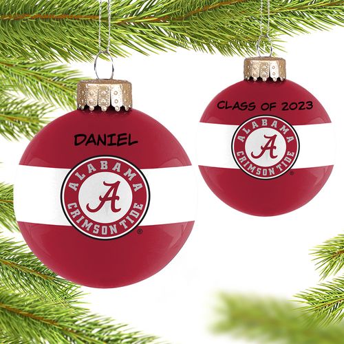 Personalized University of Alabama Glass School Holiday Ornament